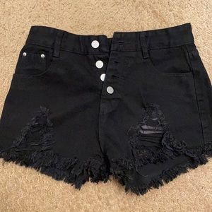 Black ripped jean shorts